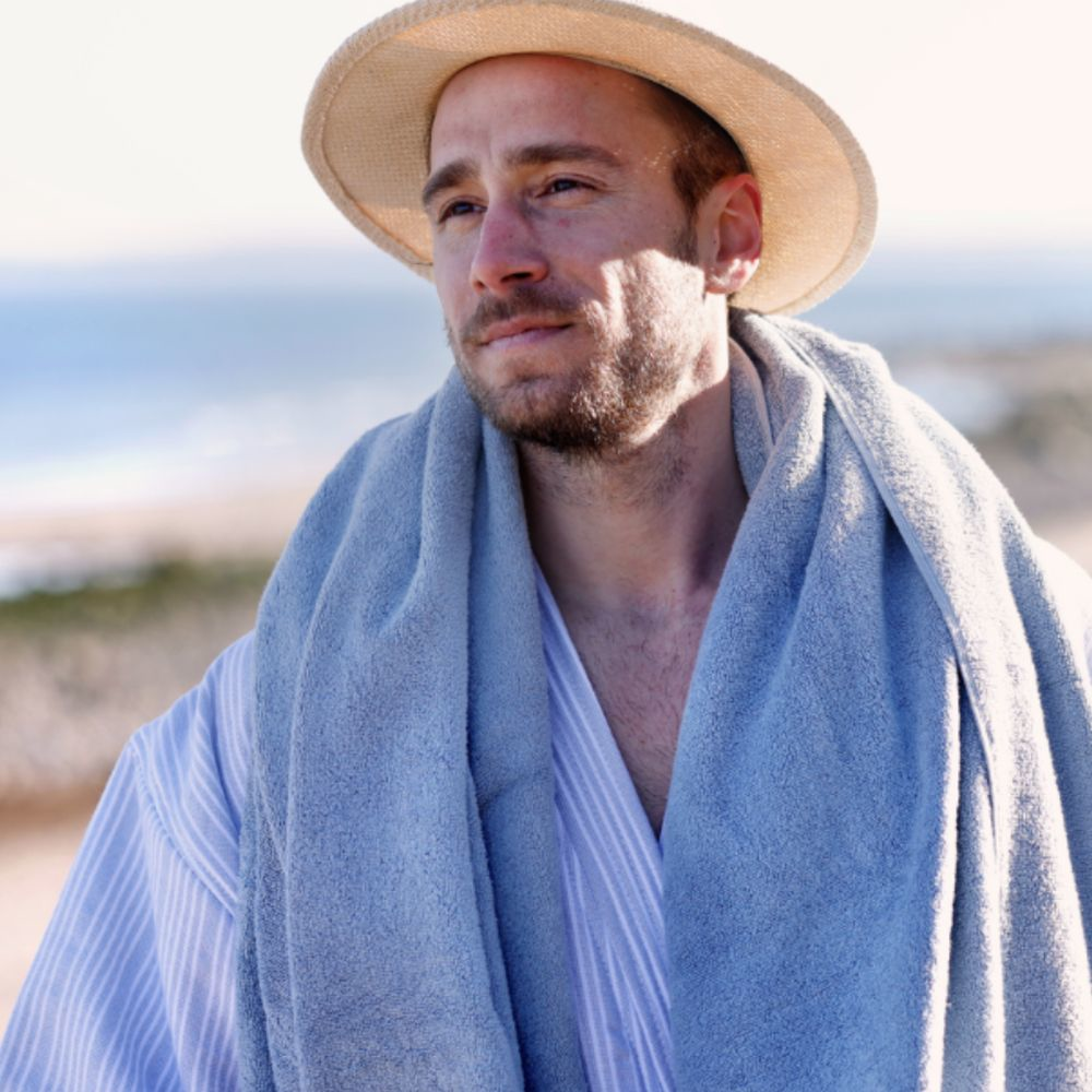 Bathrobe - Powder Blue Stripes