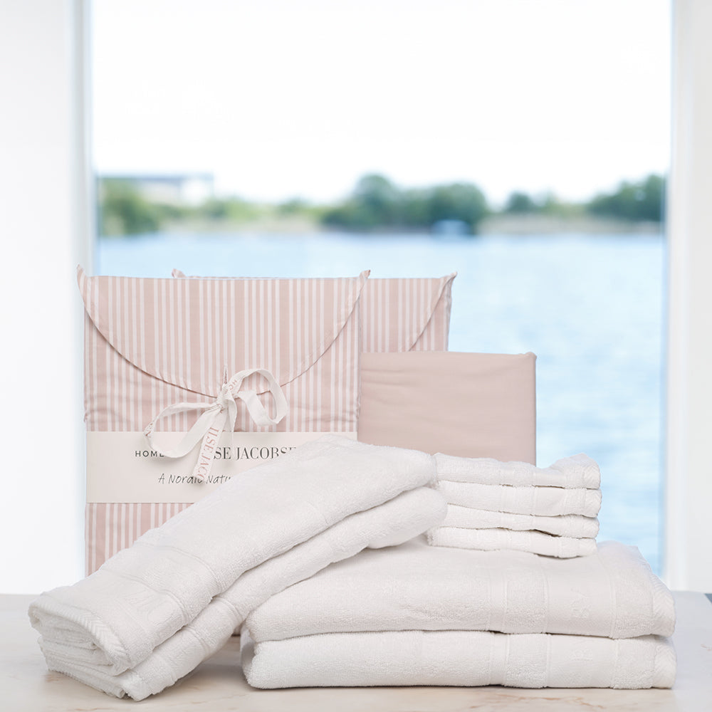 Nordisk Bryllupssæt -  Støvet Rosa Striber 140x220