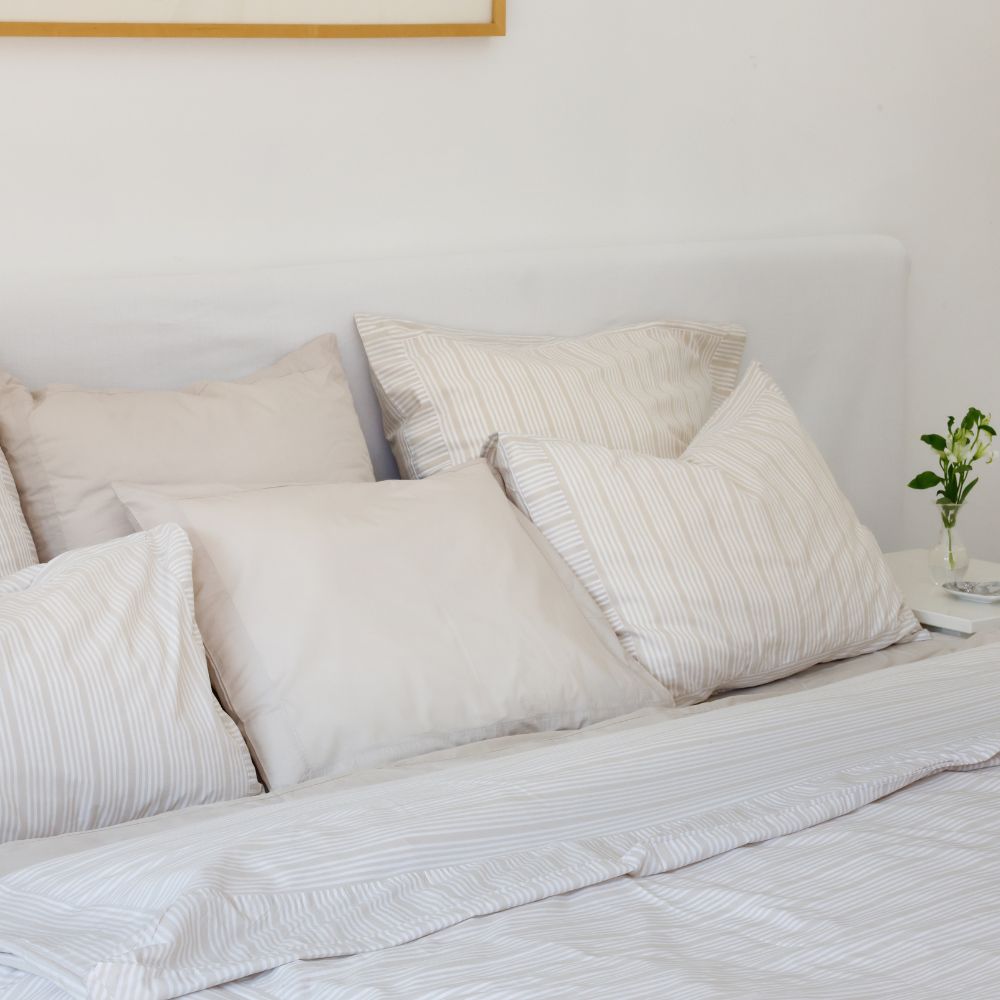 Duvet Set - Sand Beige Stripes - 140x200+50x70