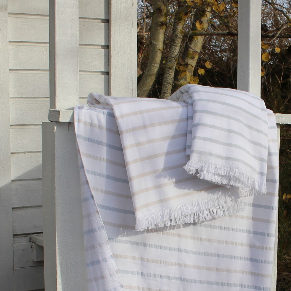 Hammam Duo - Powder Blue and Sand Beige Stripes