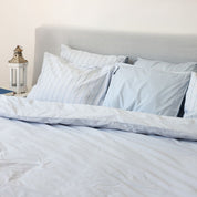 Crisp Powder Blue Percale Cotton Duvet Set, OEKO-TEX® Nordic-Inspired Design