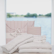 Nordisk Bryllupssæt -  Støvet Rosa Striber 140x220