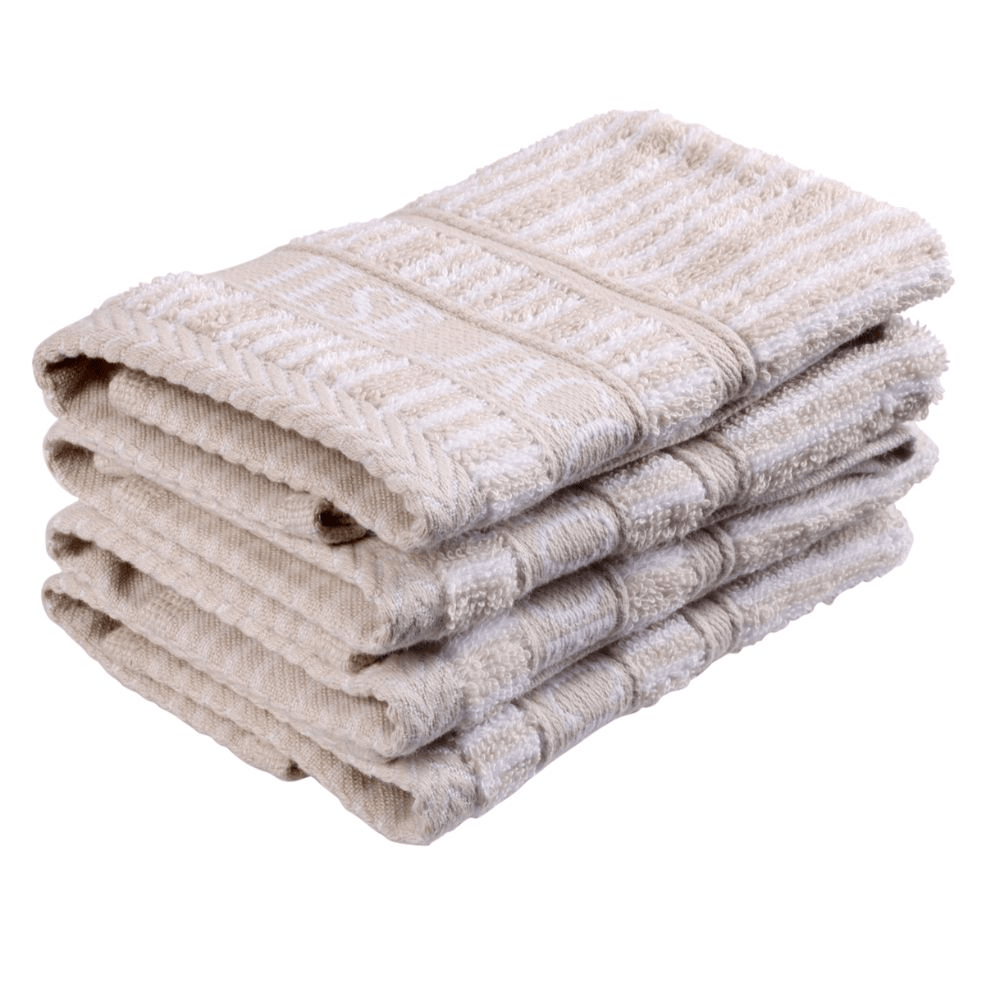Wash cloth - Set of 4 pcs - Sand Beige Stripes