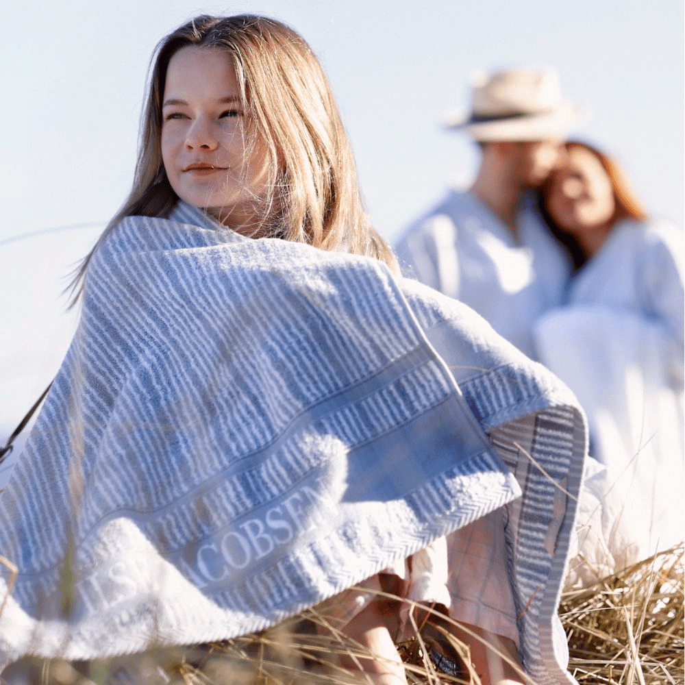 Bath Towel - Powder Blue Stripes - Home by Ilse Jacobsen