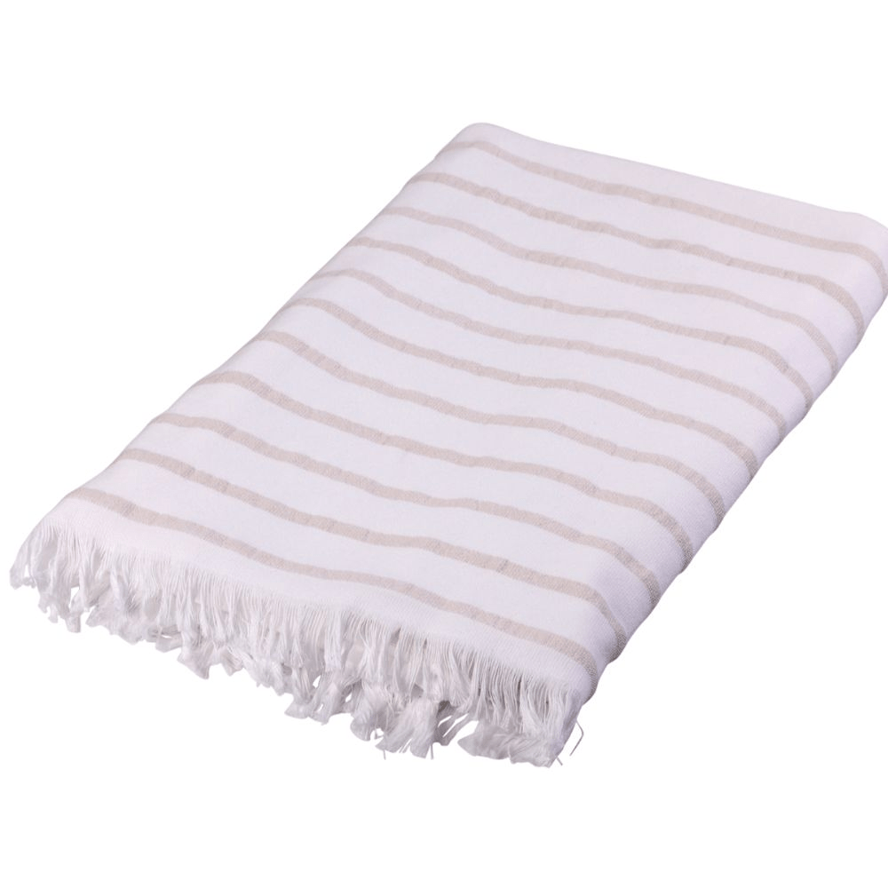 Hammam Towel - Sand Beige Stripes - Lightweight. Versatile. Effortlessly Elegant. - Home by Ilse Jacobsen
