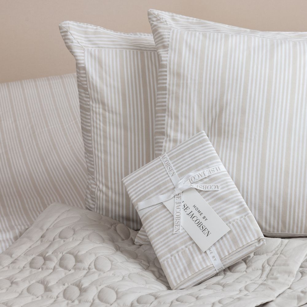 Hotel Pillow Case in Percale - Sand Beige Stripes - 50x90 - Home by Ilse Jacobsen