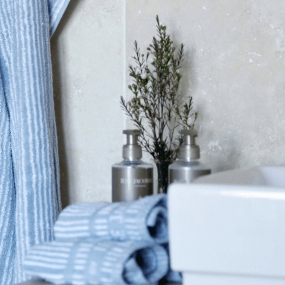 Wash cloth - Set of 4 pcs - Powder Blue Stripes - Home by Ilse Jacobsen