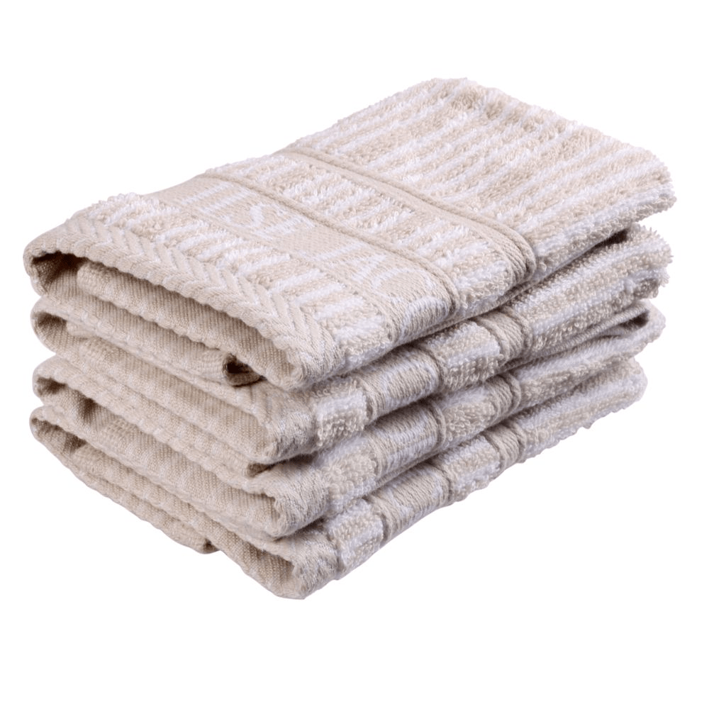 Wash cloth - Set of 4 pcs - Sand Beige Stripes - Home by Ilse Jacobsen